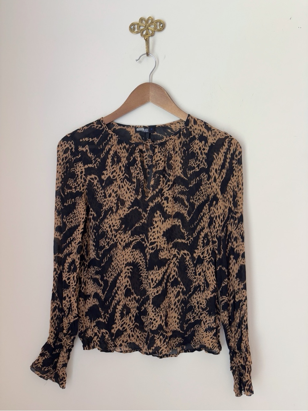 Paige Silk Animal Print Jojie Blouse Small